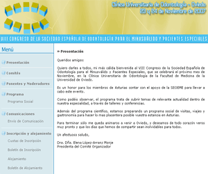 Web del VIII Congreso de la Sociedad Española de Odontología para el Minusválido y Pacientes Especiales