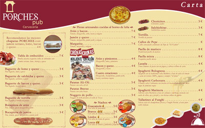Carta Porches Pub - Edise Soluciones: dise�o y desarrollo de p�ginas Web