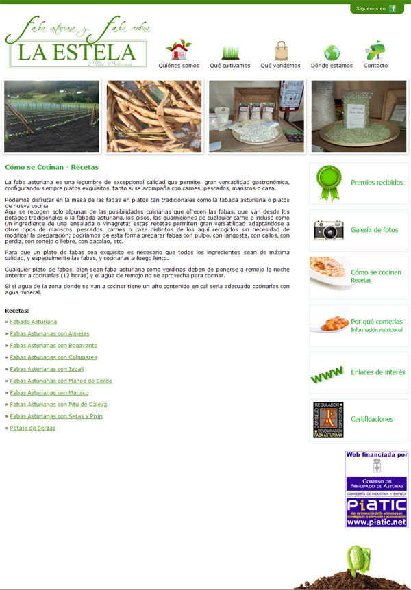 Página Web de Fabas La Estela - Edise Soluciones: diseño y desarrollo de páginas Web