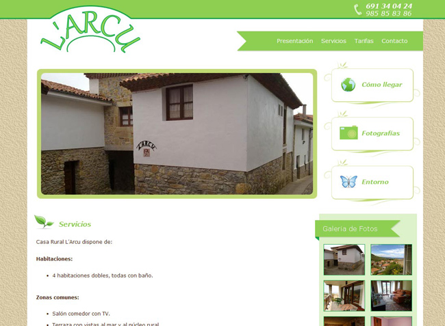 Página Web de Casa L´arcu - Edise Soluciones: diseño y desarrollo de páginas Web
