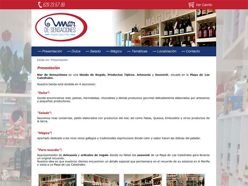 Página Web Mar de Sensaciones - Edise Soluciones: diseño y desarrollo de páginas Web