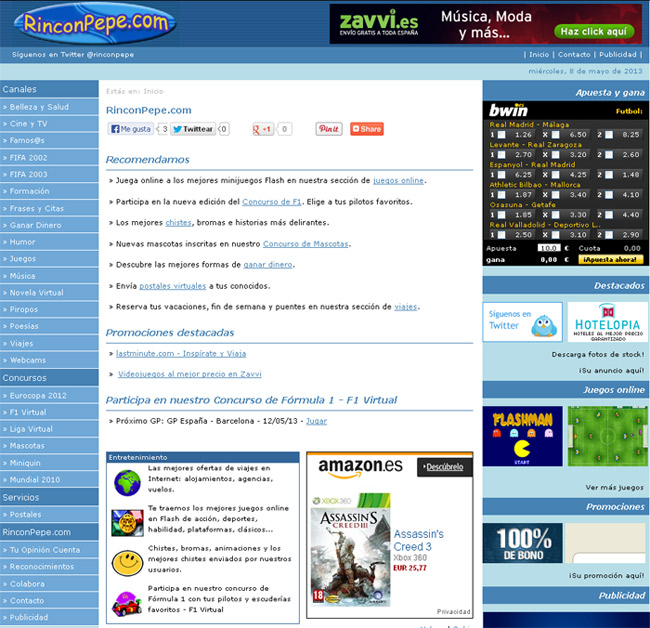 Portal de Ocio y Entretenimiento RinconPepe.com - Edise Soluciones: diseño y desarrollo de páginas Web