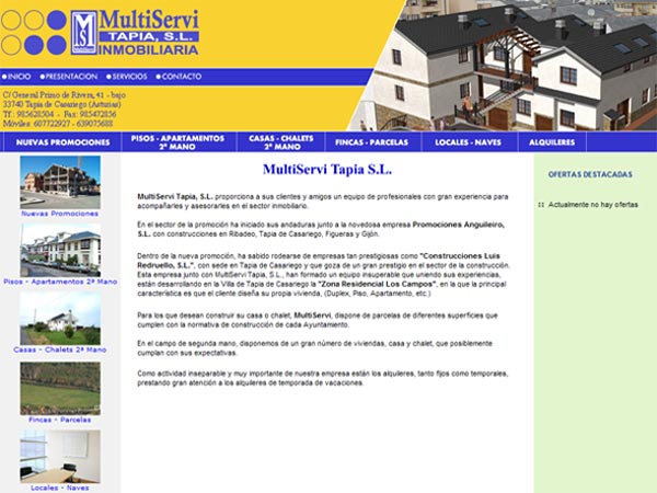 Página Web de la Agencia Inmobiliaria MultiServi Tapia - Asturias - Edise Soluciones: diseño y desarrollo de páginas Web