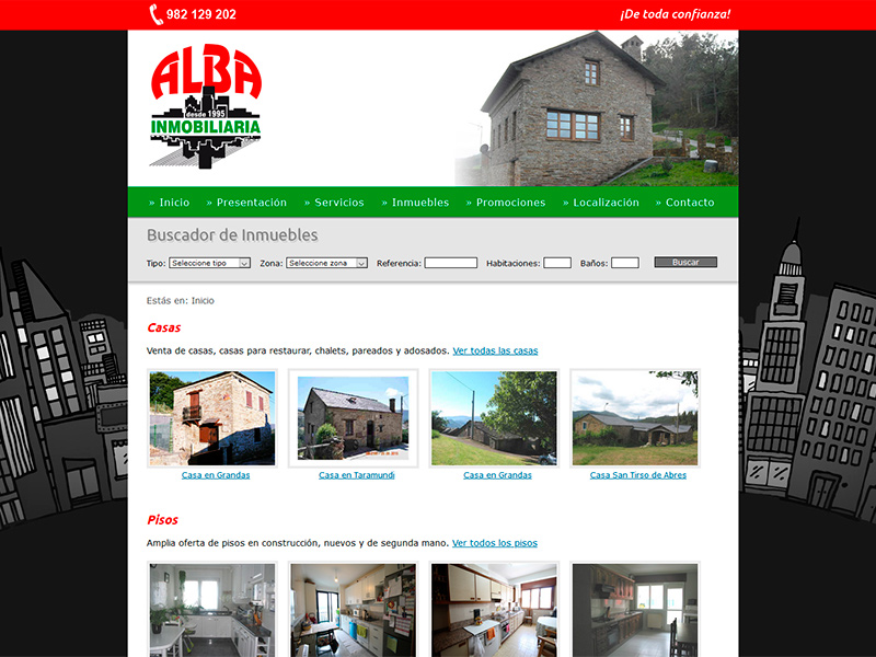 Página Web de Alba Inmobiliaria - Edise Soluciones: diseño y desarrollo de páginas Web