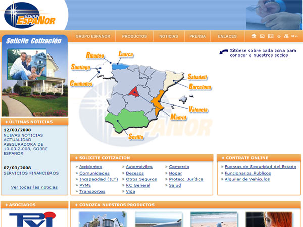 Portal Web del Grupo Espanor - Edise Soluciones: diseño y desarrollo de páginas Web