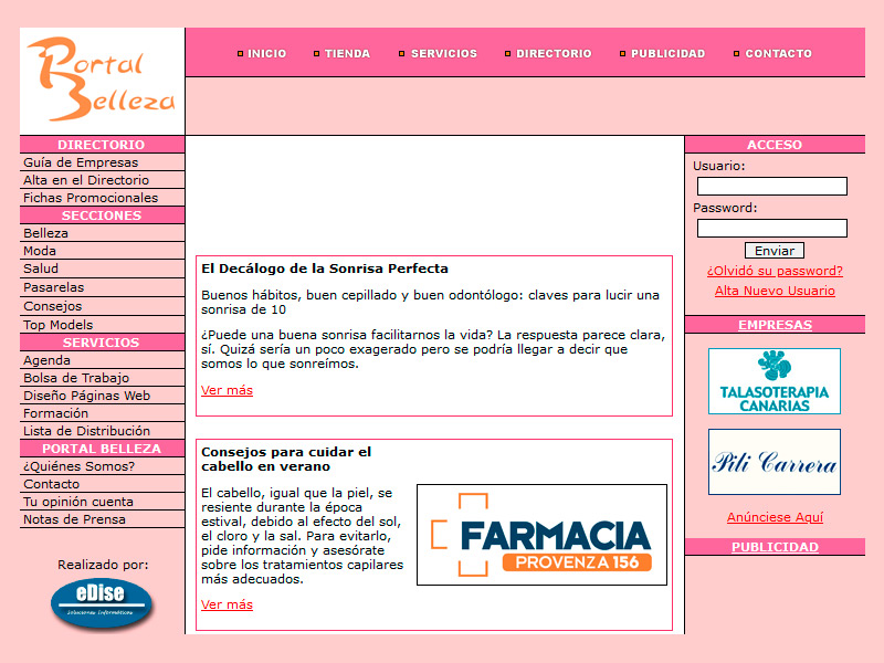 Portal Belleza: Portal de Moda, Belleza y Salud - Edise Soluciones: diseño y desarrollo de páginas Web