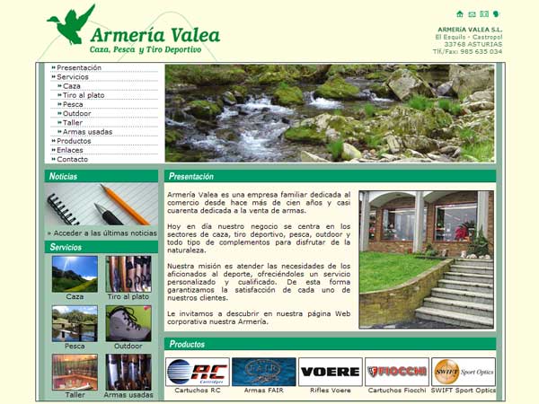 Página Web de Armería Valea - Castropol - Asturias - Edise Soluciones: diseño y desarrollo de páginas Web