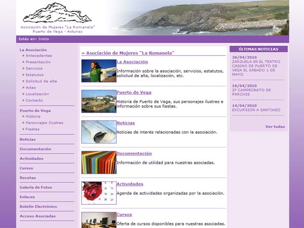 Asociación de Mujeres La Romanela de Puerto de Vega - Asturias - Edise Soluciones: diseño y desarrollo de páginas Web