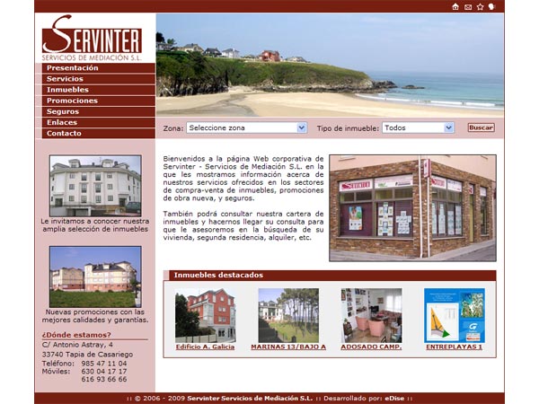 Servinter - Servicios de Mediación S.L. - Tapia de Casariego (Asturias) - Edise Soluciones: diseño y desarrollo de páginas Web