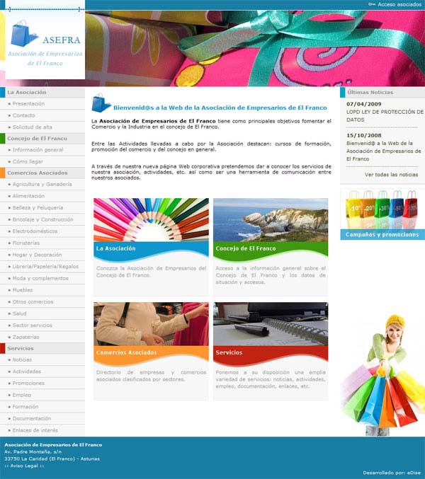 Asociación de Empresarios de El Franco - Asturias - Edise Soluciones: diseño y desarrollo de páginas Web