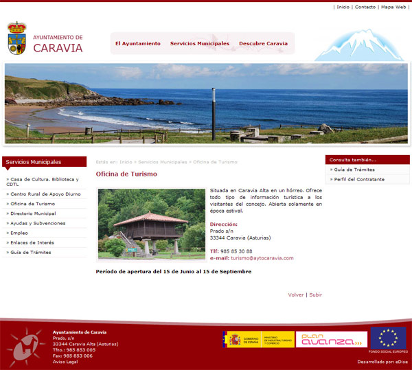 Ayuntamiento de Caravia - Asturias - Edise Soluciones: diseño y desarrollo de páginas Web