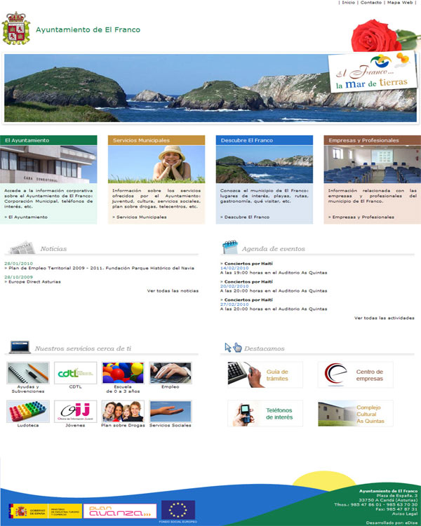 Ayuntamiento de El Franco - Asturias - Edise Soluciones: diseño y desarrollo de páginas Web