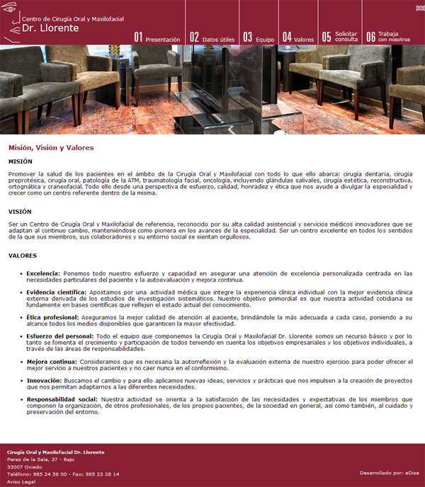 Centro de Cirugía Oral y Maxilofacial Dr. Llorente - Oviedo (Asturias) - Edise Soluciones: diseño y desarrollo de páginas Web