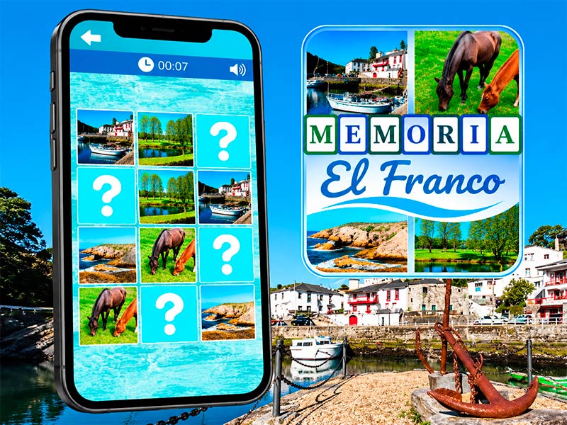 Juego de memoria de El Franco con fotografías de paisajes y lugares del municipio